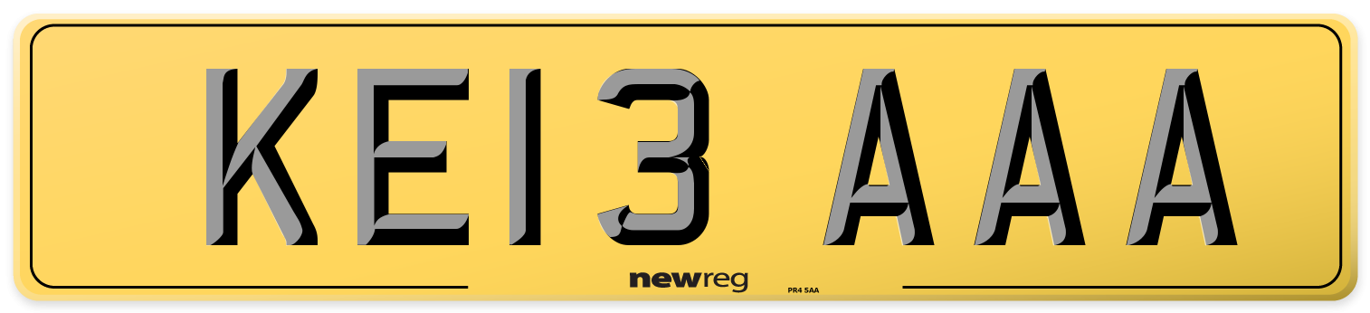 KE13 AAA Rear Number Plate
