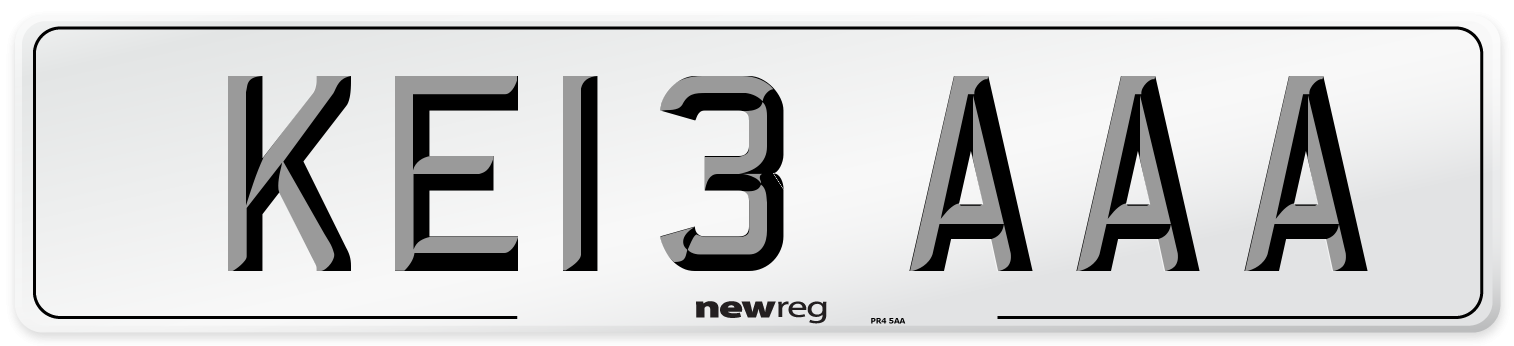 KE13 AAA Front Number Plate