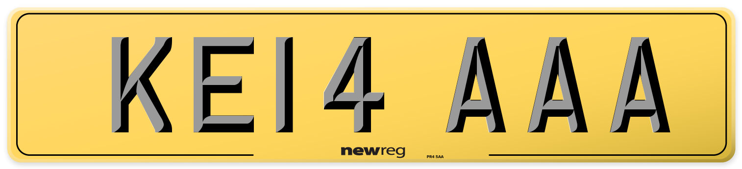 KE14 AAA Rear Number Plate