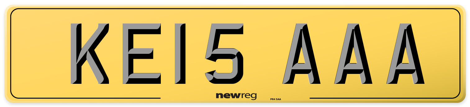 KE15 AAA Rear Number Plate