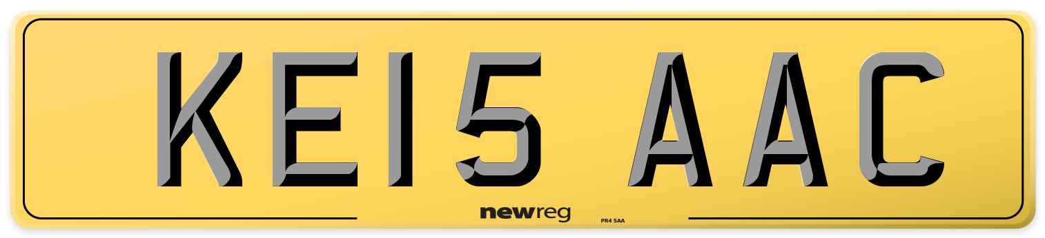 KE15 AAC Rear Number Plate