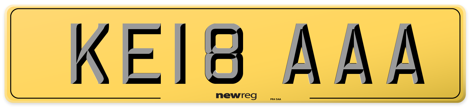 KE18 AAA Rear Number Plate