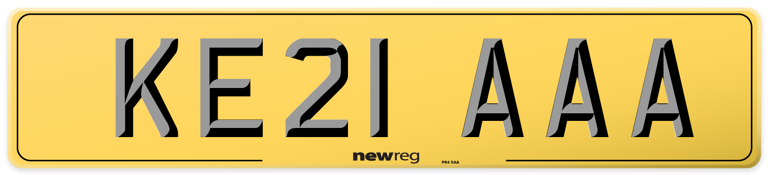 KE21 AAA Rear Number Plate