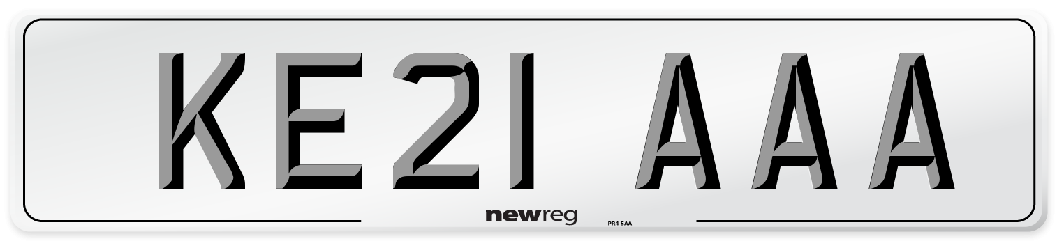 KE21 AAA Front Number Plate