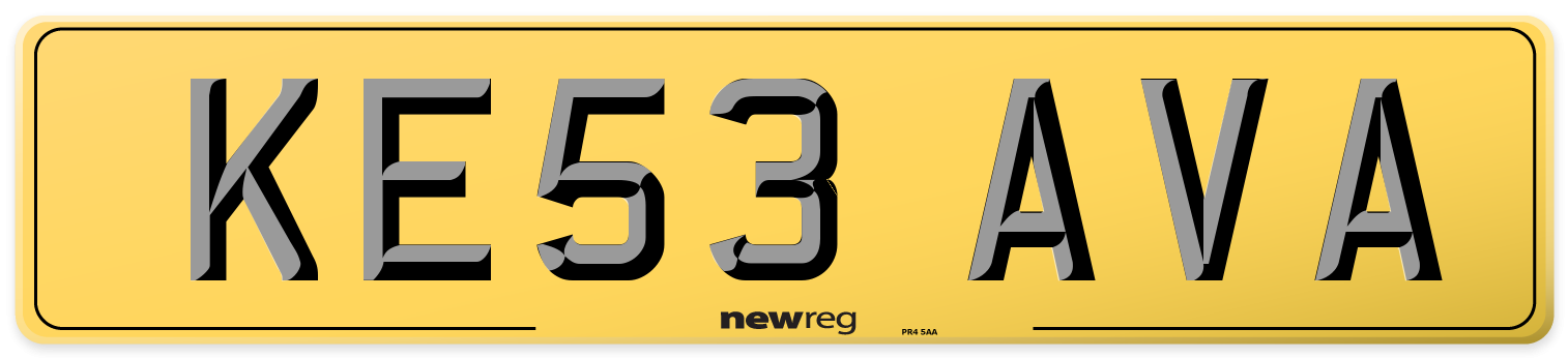 KE53 AVA Rear Number Plate