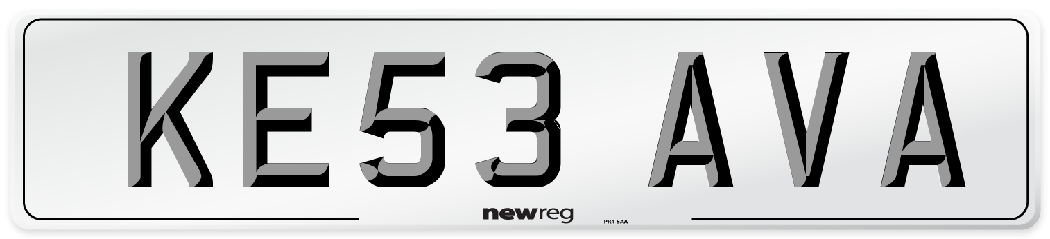 KE53 AVA Front Number Plate