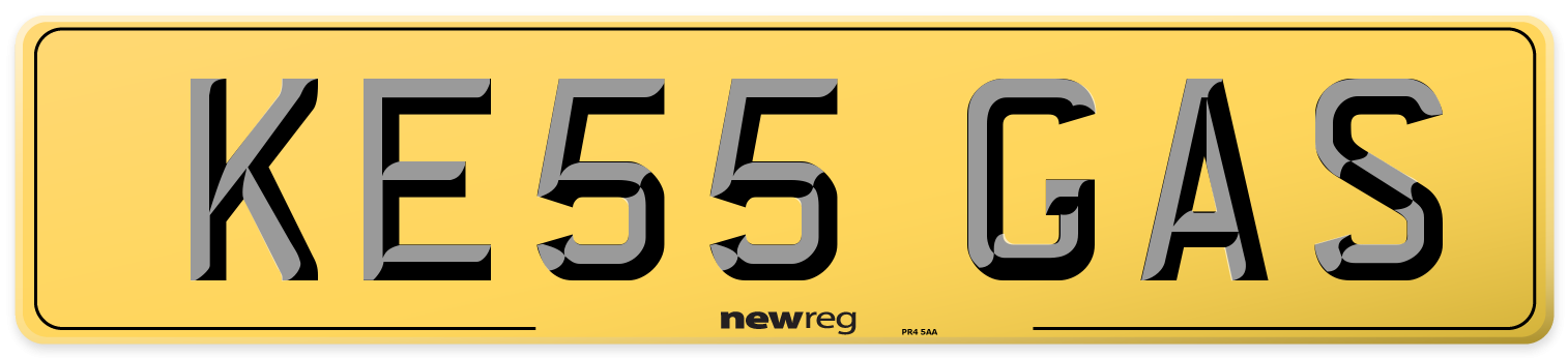 KE55 GAS Rear Number Plate