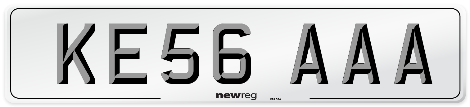KE56 AAA Front Number Plate