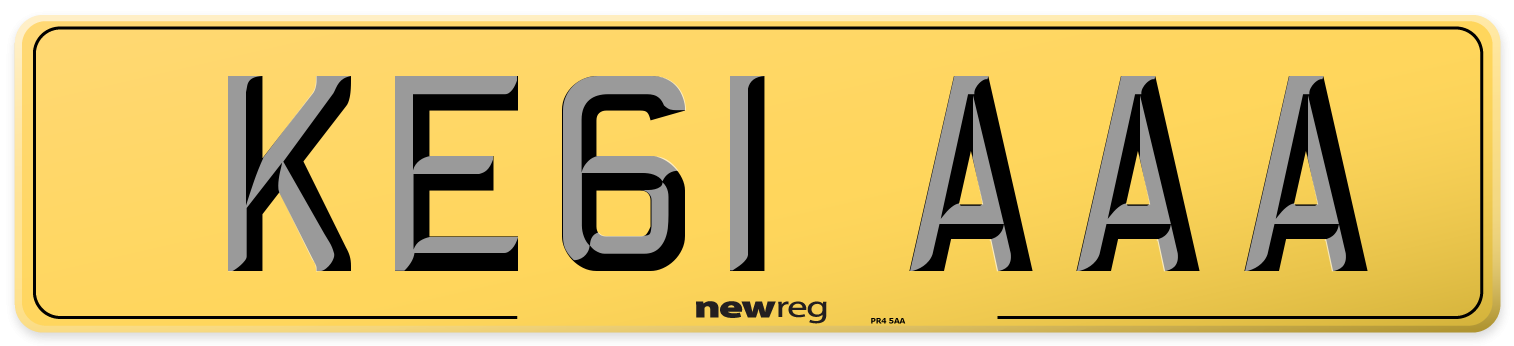 KE61 AAA Rear Number Plate