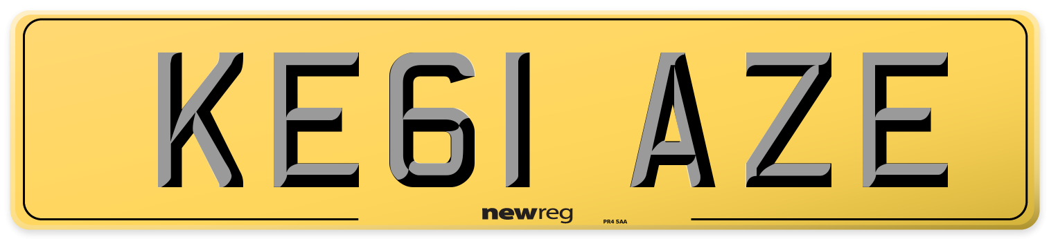 KE61 AZE Rear Number Plate