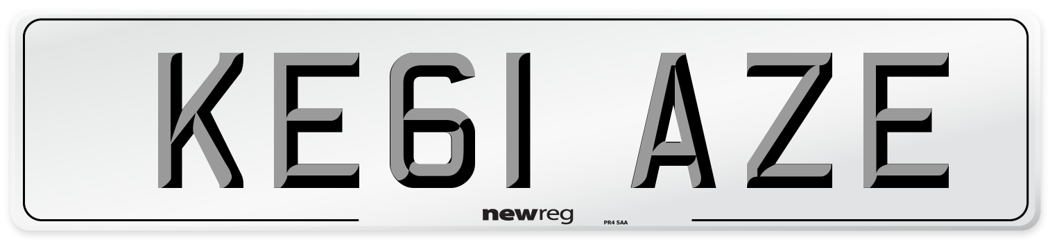 KE61 AZE Front Number Plate
