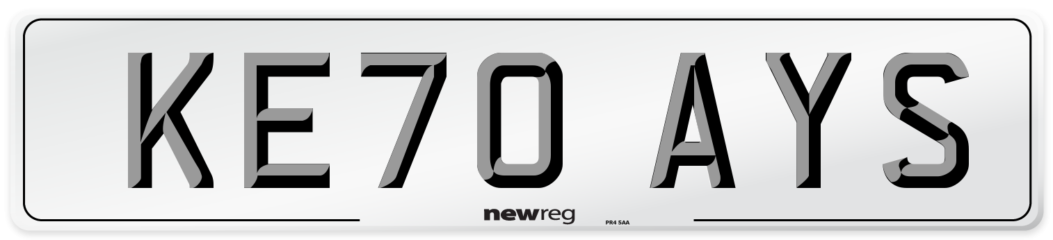 KE70 AYS Front Number Plate