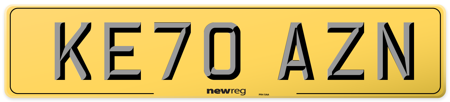 KE70 AZN Rear Number Plate