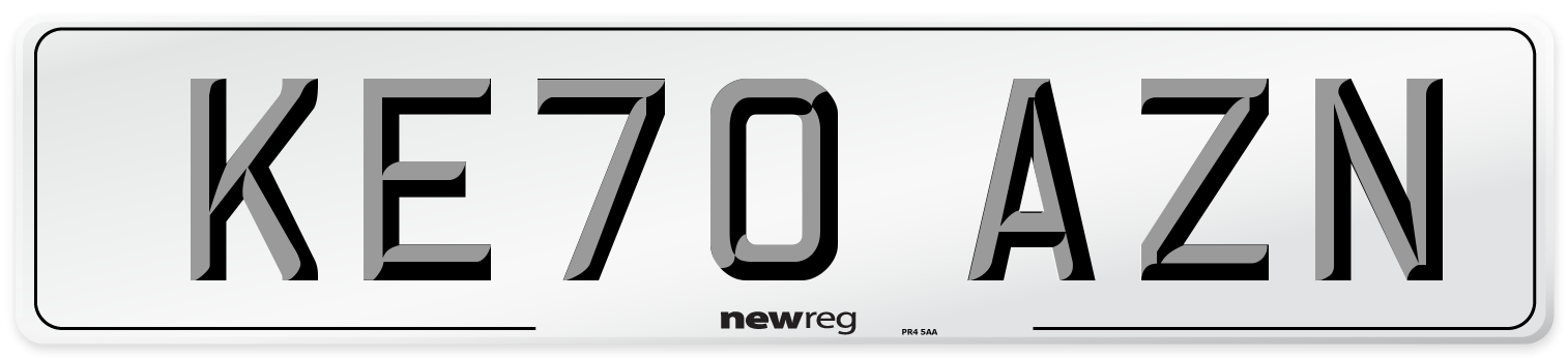 KE70 AZN Front Number Plate