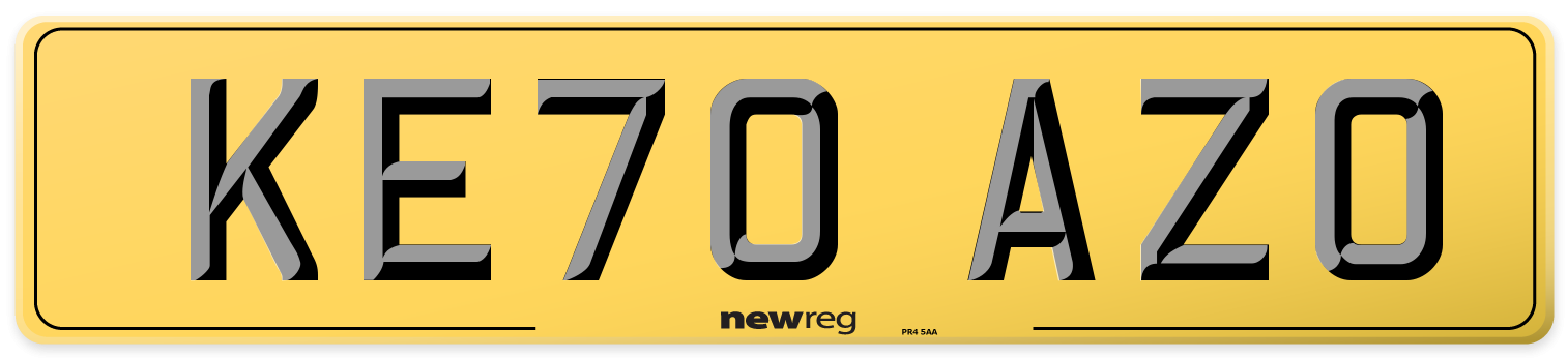 KE70 AZO Rear Number Plate