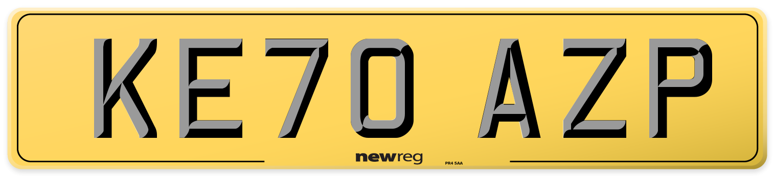KE70 AZP Rear Number Plate