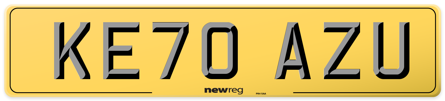 KE70 AZU Rear Number Plate