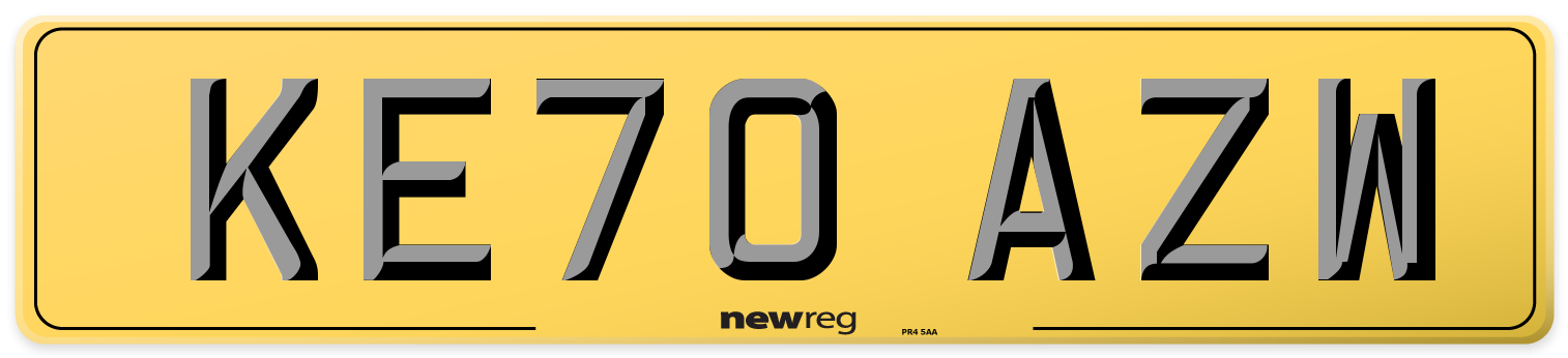 KE70 AZW Rear Number Plate