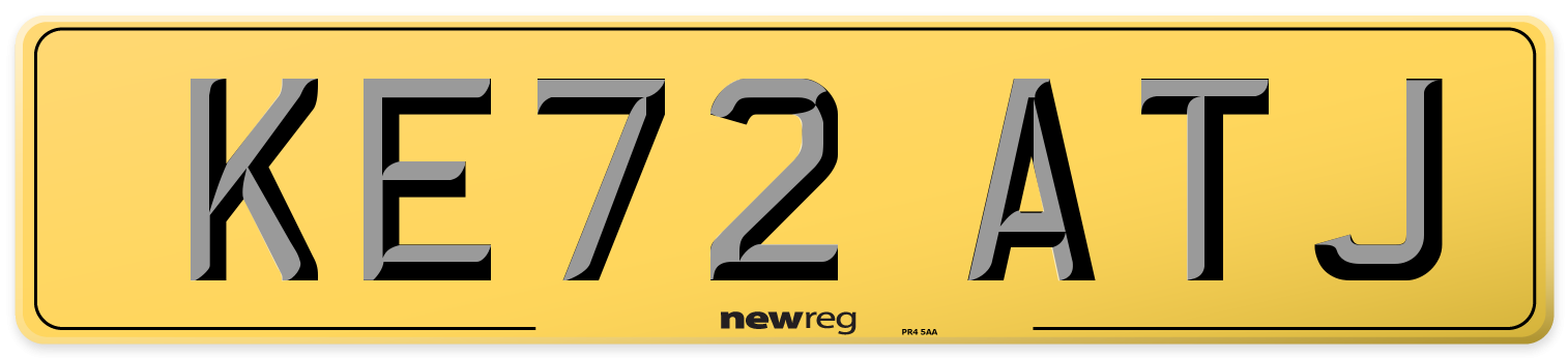 KE72 ATJ Rear Number Plate
