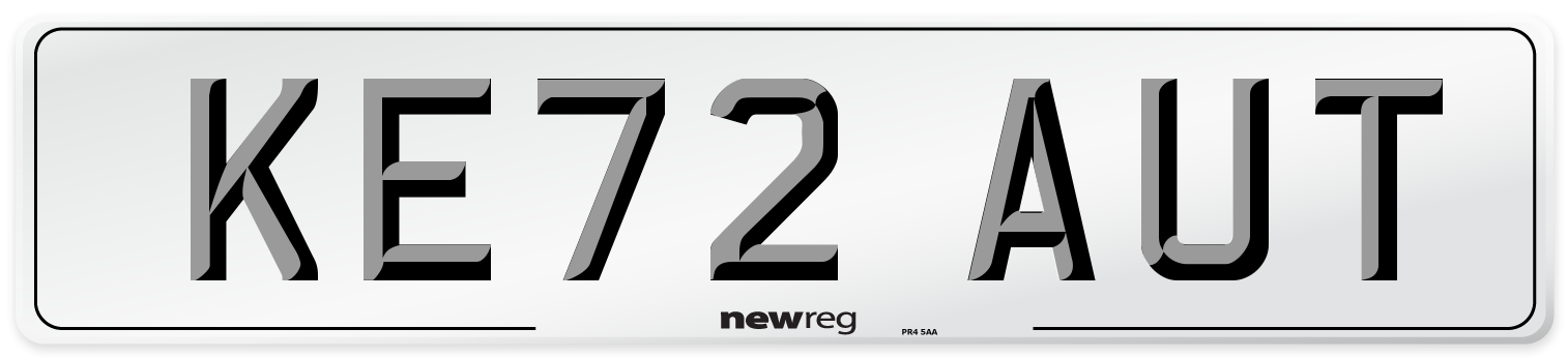 KE72 AUT Front Number Plate