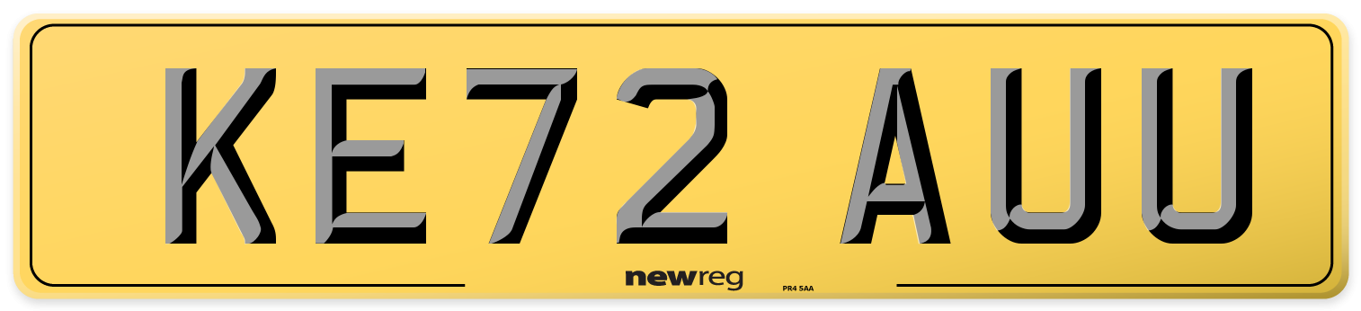 KE72 AUU Rear Number Plate