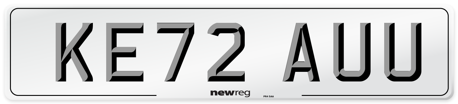 KE72 AUU Front Number Plate