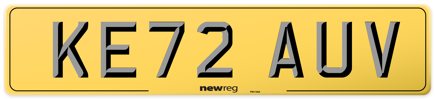 KE72 AUV Rear Number Plate