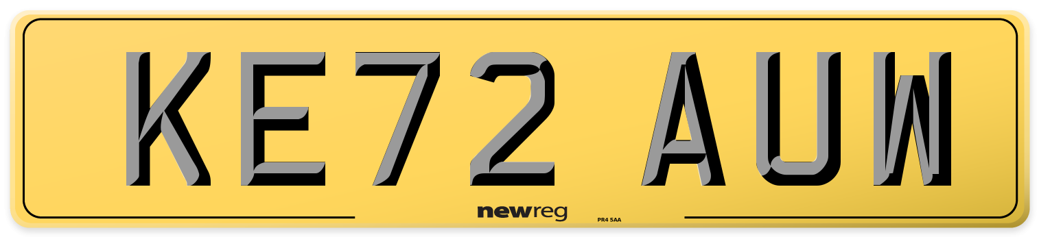 KE72 AUW Rear Number Plate