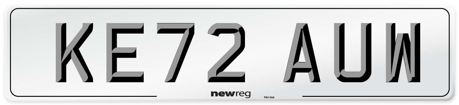 KE72 AUW Front Number Plate