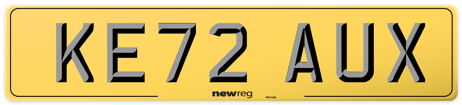 KE72 AUX Rear Number Plate