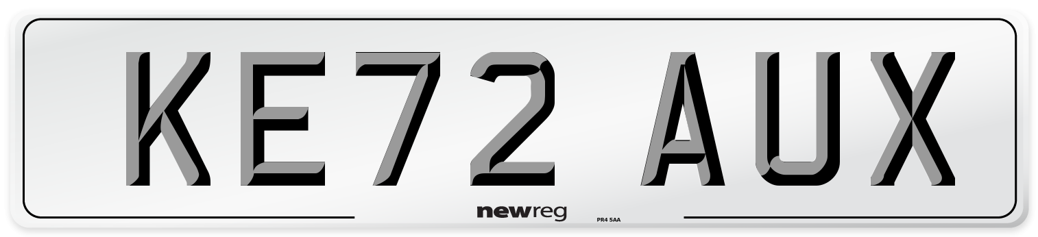 KE72 AUX Front Number Plate