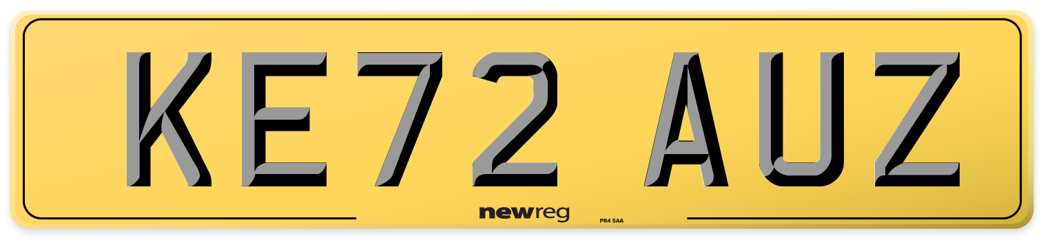 KE72 AUZ Rear Number Plate