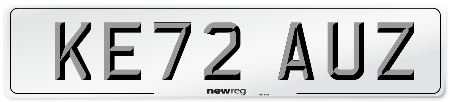 KE72 AUZ Front Number Plate