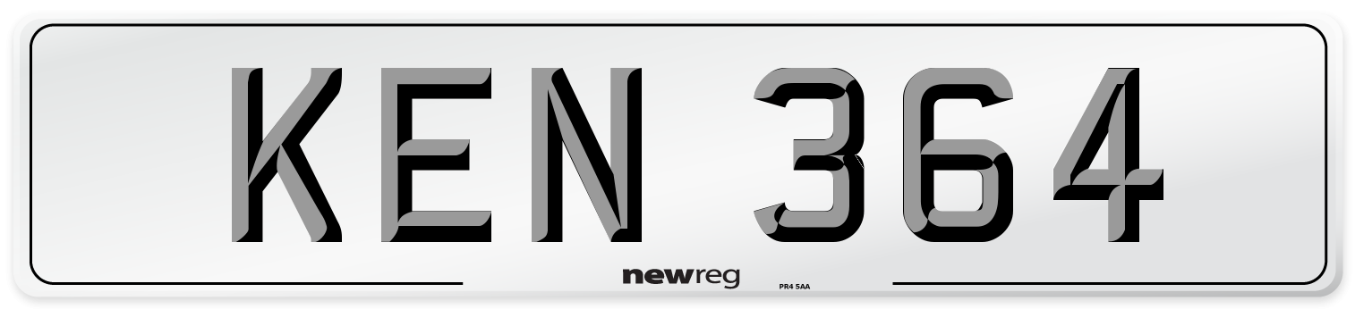KEN 364 Front Number Plate