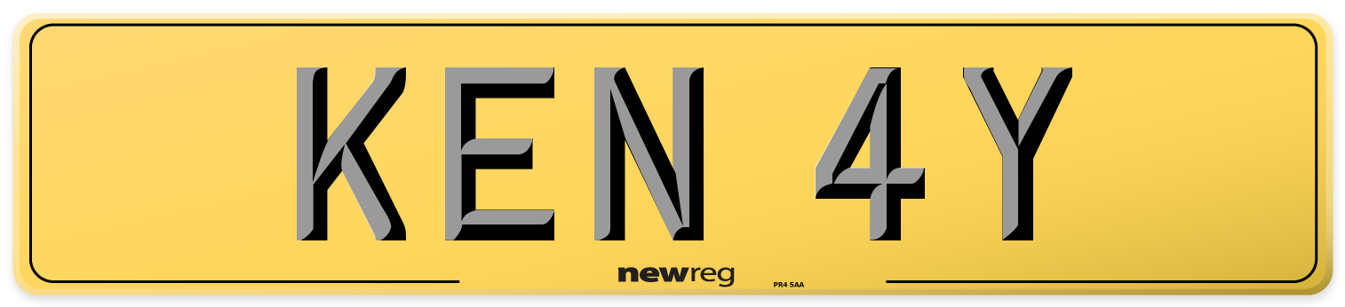 KEN 4Y Rear Number Plate