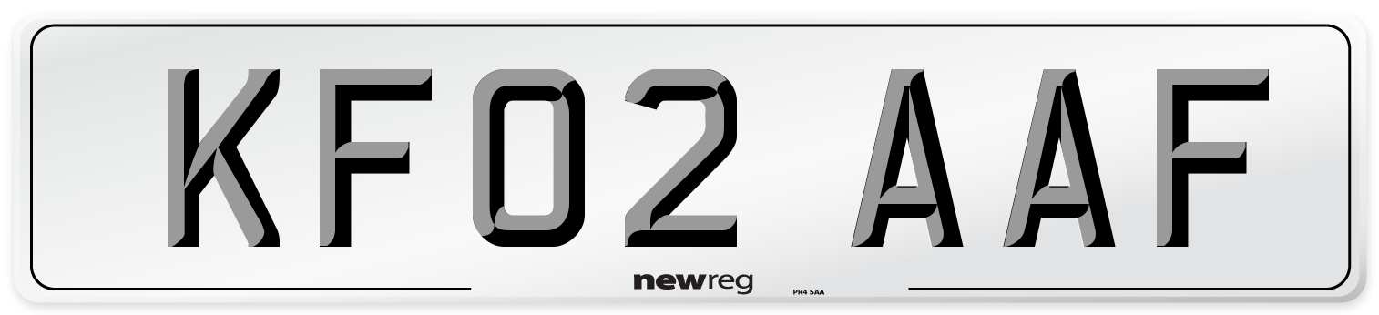 KF02 AAF Front Number Plate