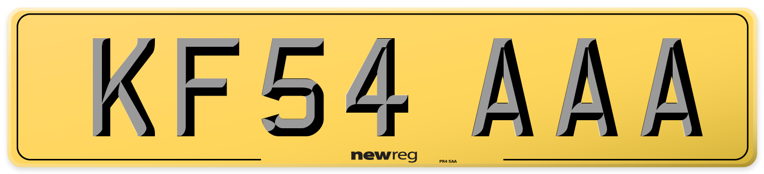 KF54 AAA Rear Number Plate