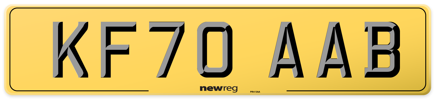 KF70 AAB Rear Number Plate