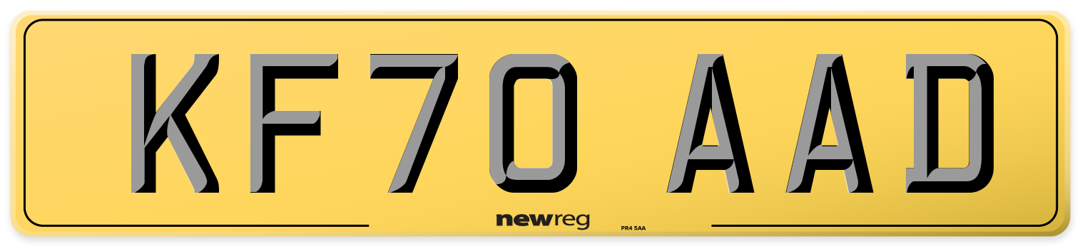 KF70 AAD Rear Number Plate