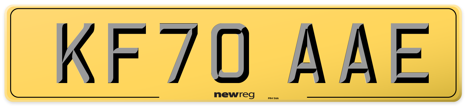 KF70 AAE Rear Number Plate