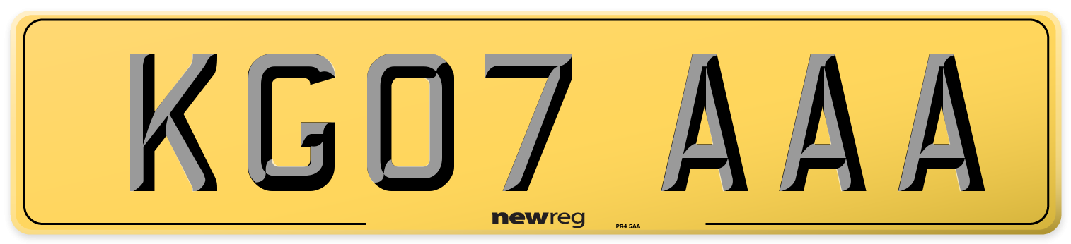 KG07 AAA Rear Number Plate