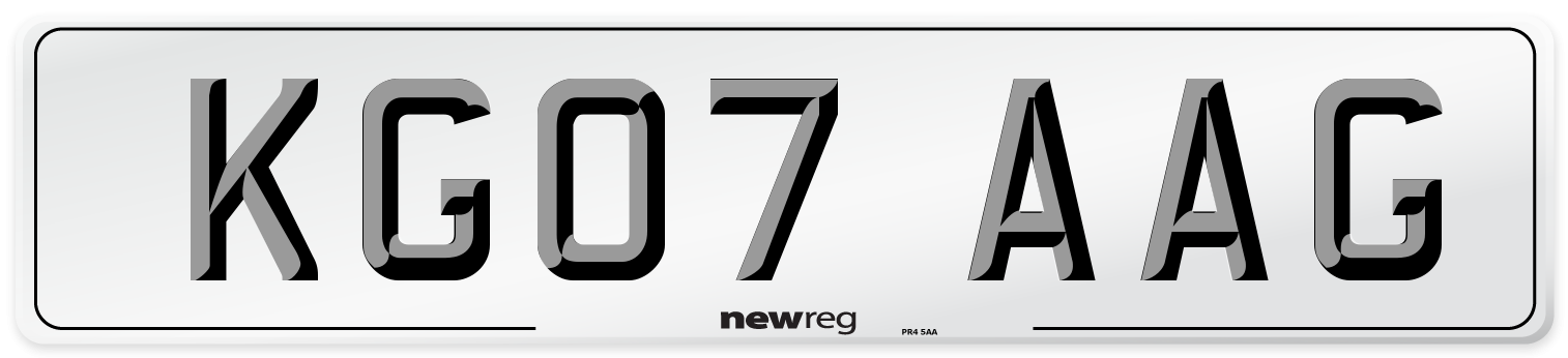KG07 AAG Front Number Plate