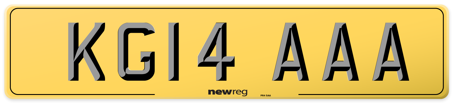 KG14 AAA Rear Number Plate