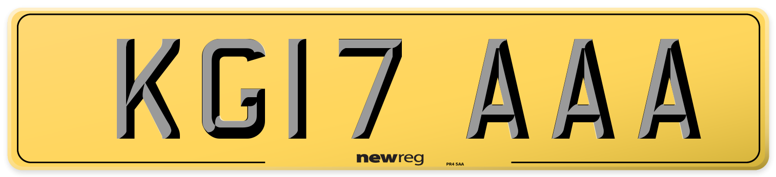 KG17 AAA Rear Number Plate