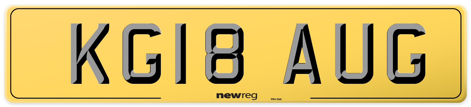 KG18 AUG Rear Number Plate