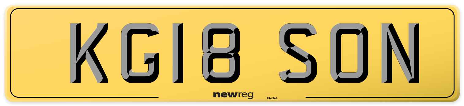 KG18 SON Rear Number Plate