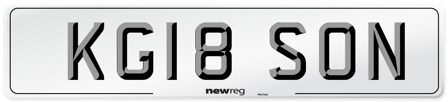 KG18 SON Front Number Plate