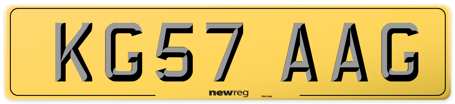 KG57 AAG Rear Number Plate