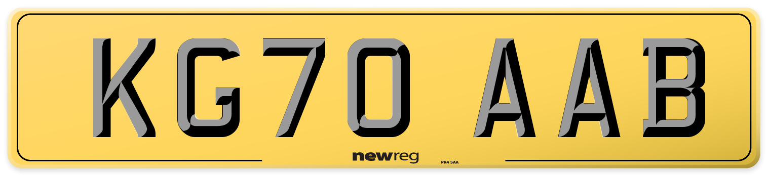 KG70 AAB Rear Number Plate