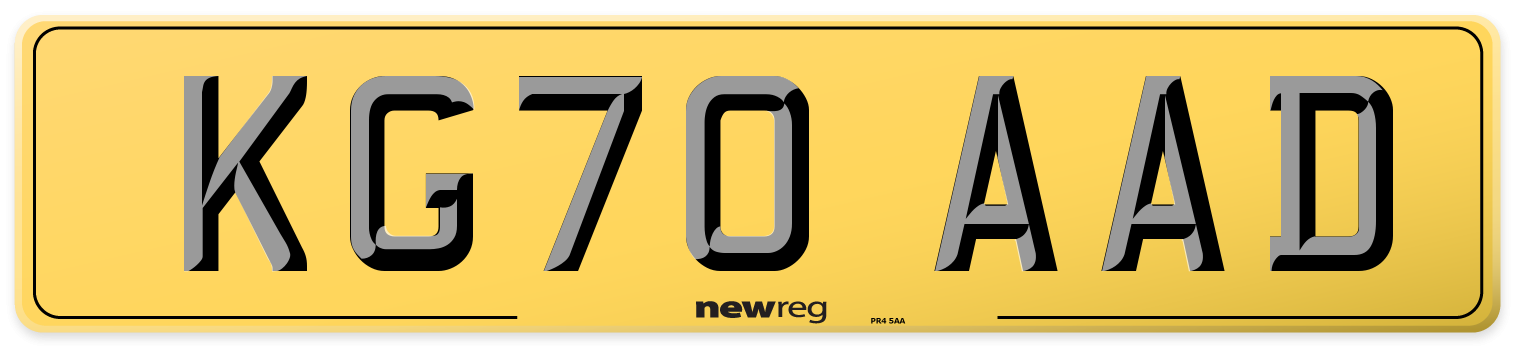 KG70 AAD Rear Number Plate